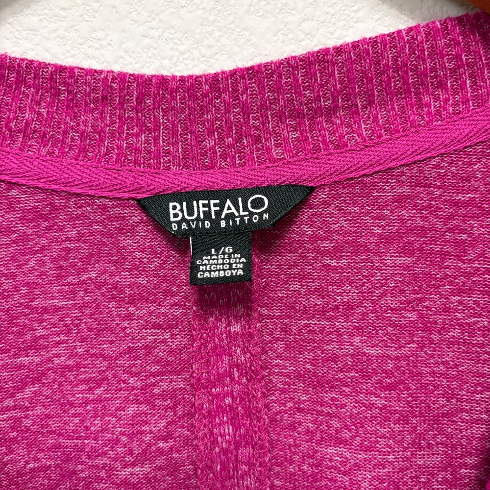 Buffalo David Bitton Raspberry V-Neck Knit Sweater Large Soft Ribbed - Picture 4 of 8
